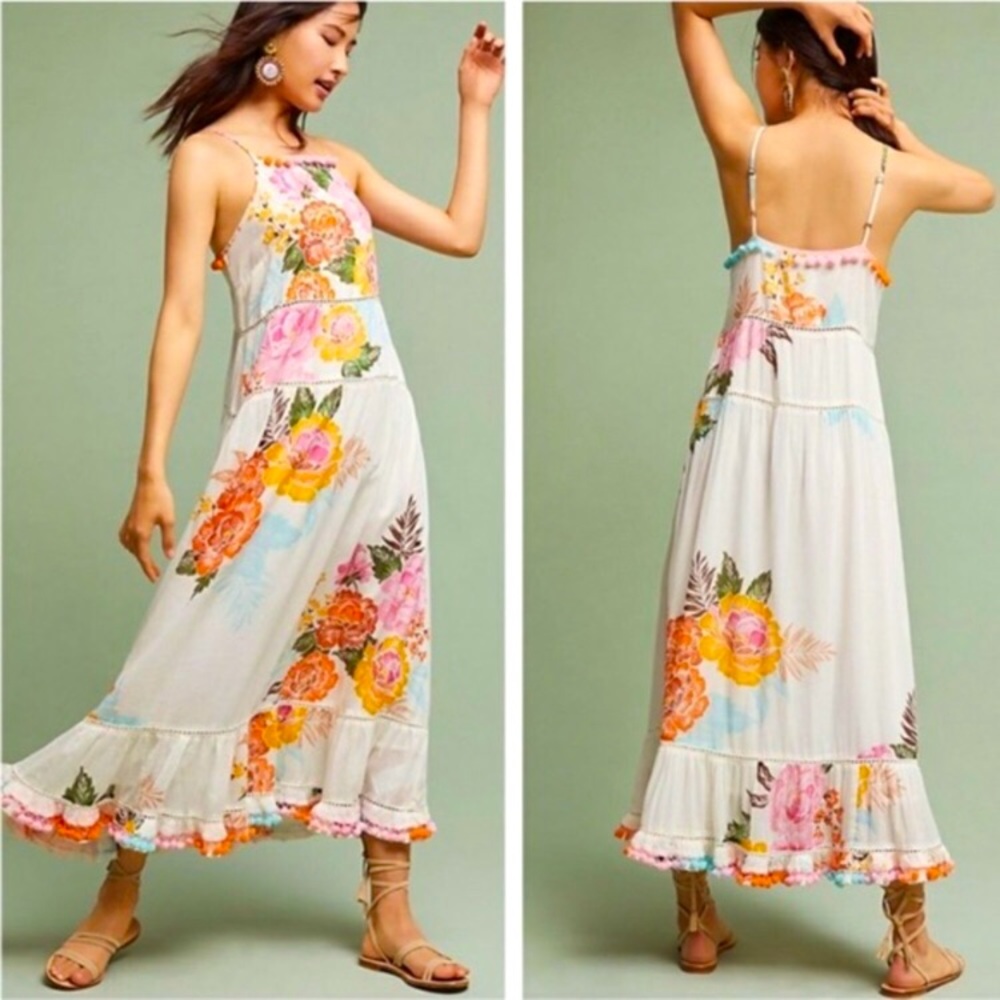 Anthropologie farm rio floral maxi dress
